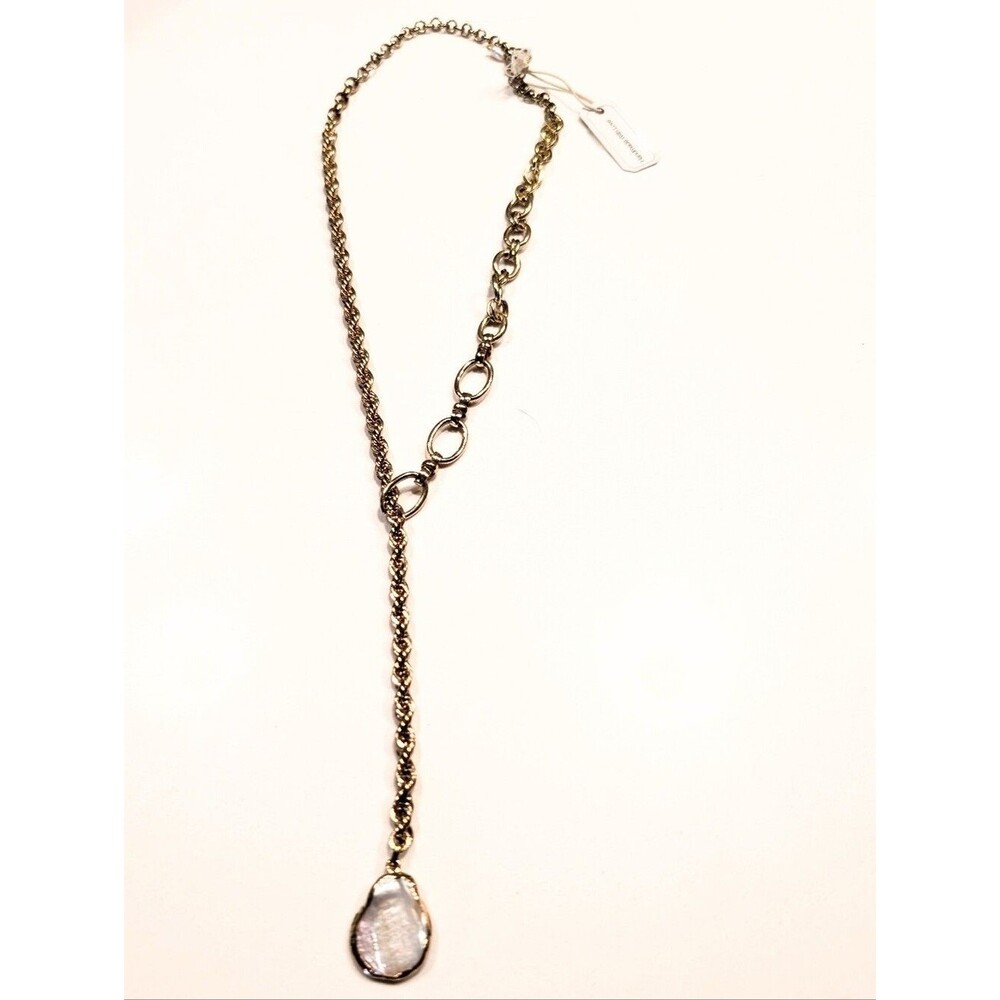 Nakamol Gold Mother Of Pearl Chain Link Boho Festival Beach Charm Necklace